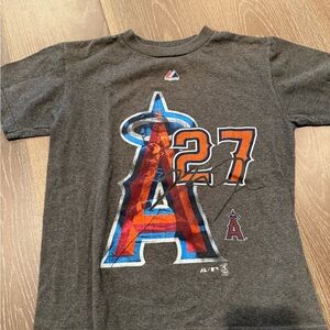 Majestic Kids Anaheim Angels Mike Trout #27 Charcoal Graphic Tee